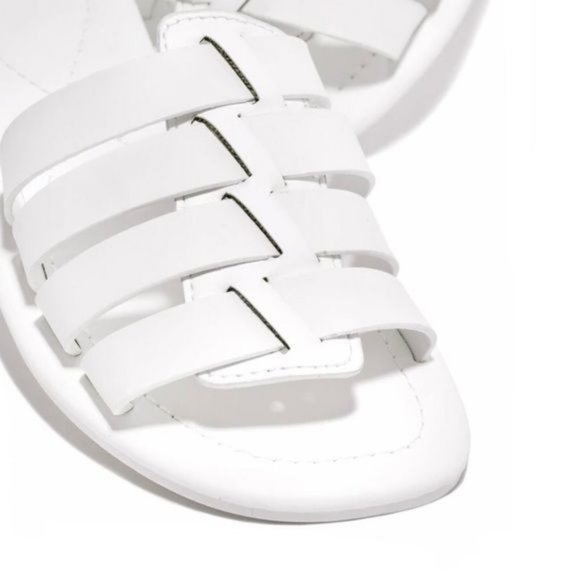 !! NEW !! Soft Vegan Leather Caged Slide Sandals in White - Picture 3 of 9